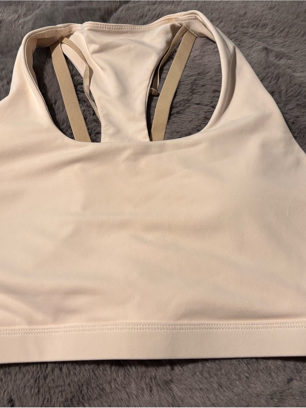 Fabletics Cream Racerback Sports Bra